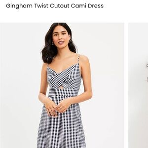 LOFT Black and White Gingham Midi Dress